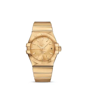 Omega Constellation 35mm Watch - Ref: 123.50.35.20.08.001 - Champagne Index Dial, 18K Yellow Gold Bracelet