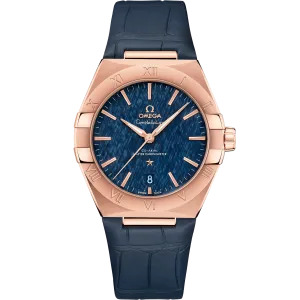 Omega Constellation 39 mm, Sedna™ gold on leather strap