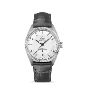 Omega Constellation 39mm Watch - Ref: 130.33.39.21.02.001 - White Index Dial, Black Leather Strap