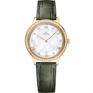 Omega De Ville Prestige 30 mm, yellow gold on leather strap