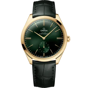 Omega De Ville Trésor 40 mm, yellow gold on leather strap