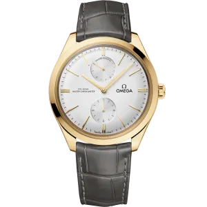 Omega De Ville Trésor 40 mm, yellow gold on leather strap