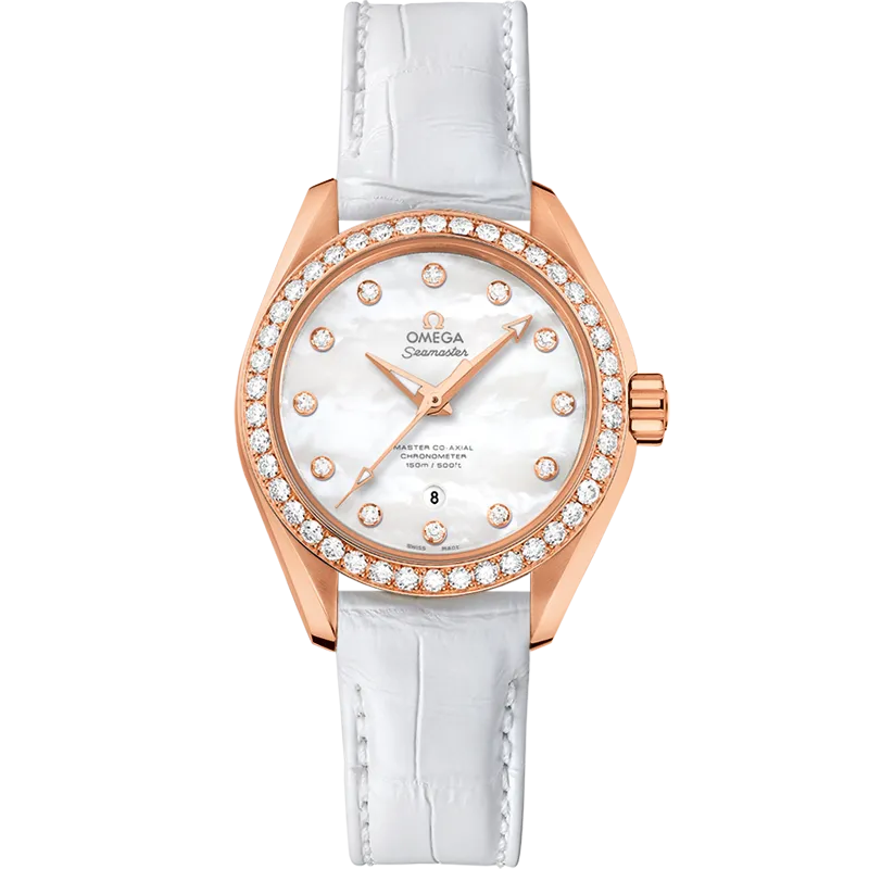 Omega Seamaster Aqua Terra 150M 34 mm, Sedna™ gold on leather strap