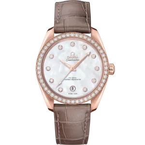 Omega Seamaster Aqua Terra 150M 38 mm, Sedna™ gold on leather strap
