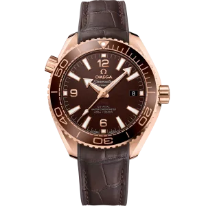 Omega Seamaster Planet Ocean 600M 39.5 mm, Sedna™ gold on leather strap with rubber lining