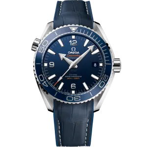 Omega Seamaster Planet Ocean 600M 43.5 mm, steel on leather strap with rubber lining
