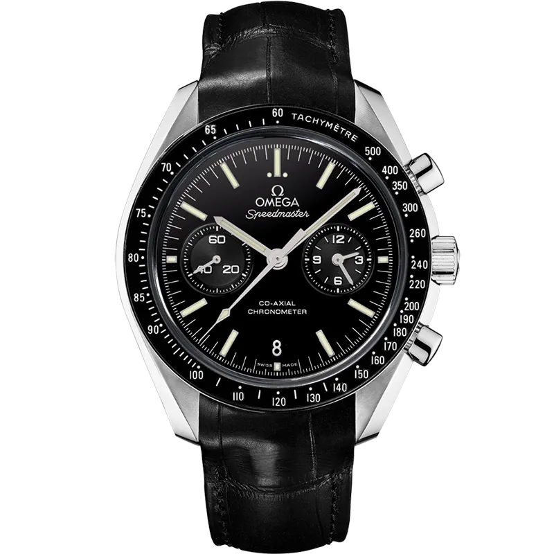 Omega Speedmaster Two Counters 44.25 mm, platinum on leather strap