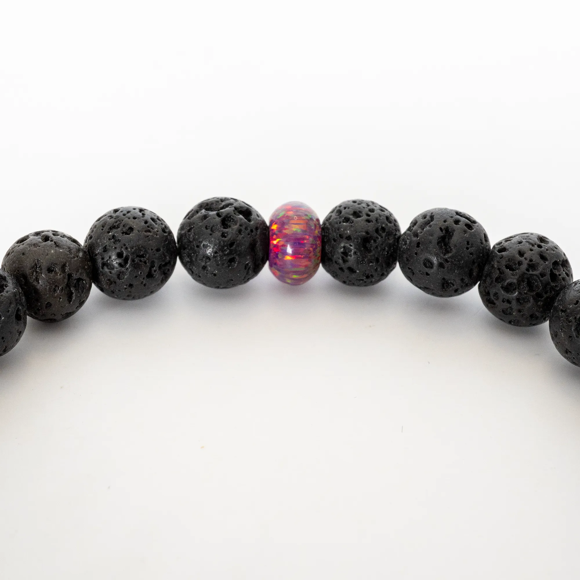 Orchid Opal & Lava Stone Beaded Bracelet