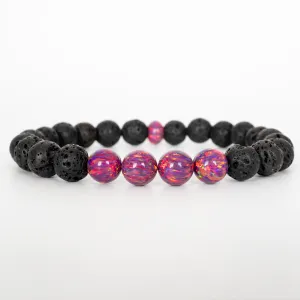 Orchid Opal & Lava Stone Beaded Bracelet