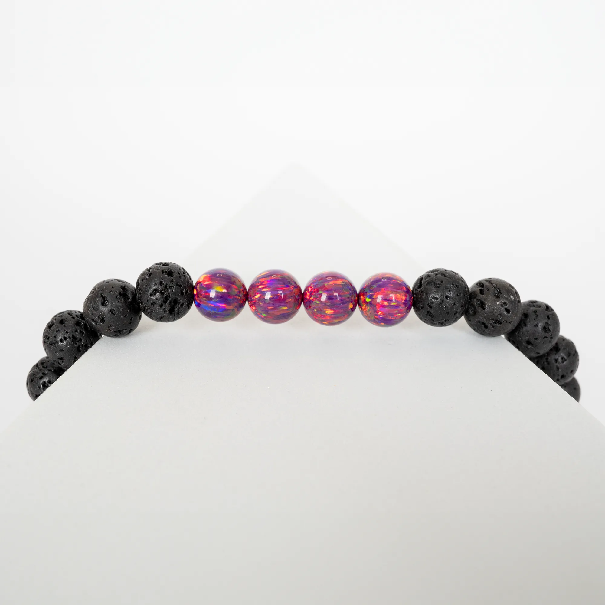 Orchid Opal & Lava Stone Beaded Bracelet