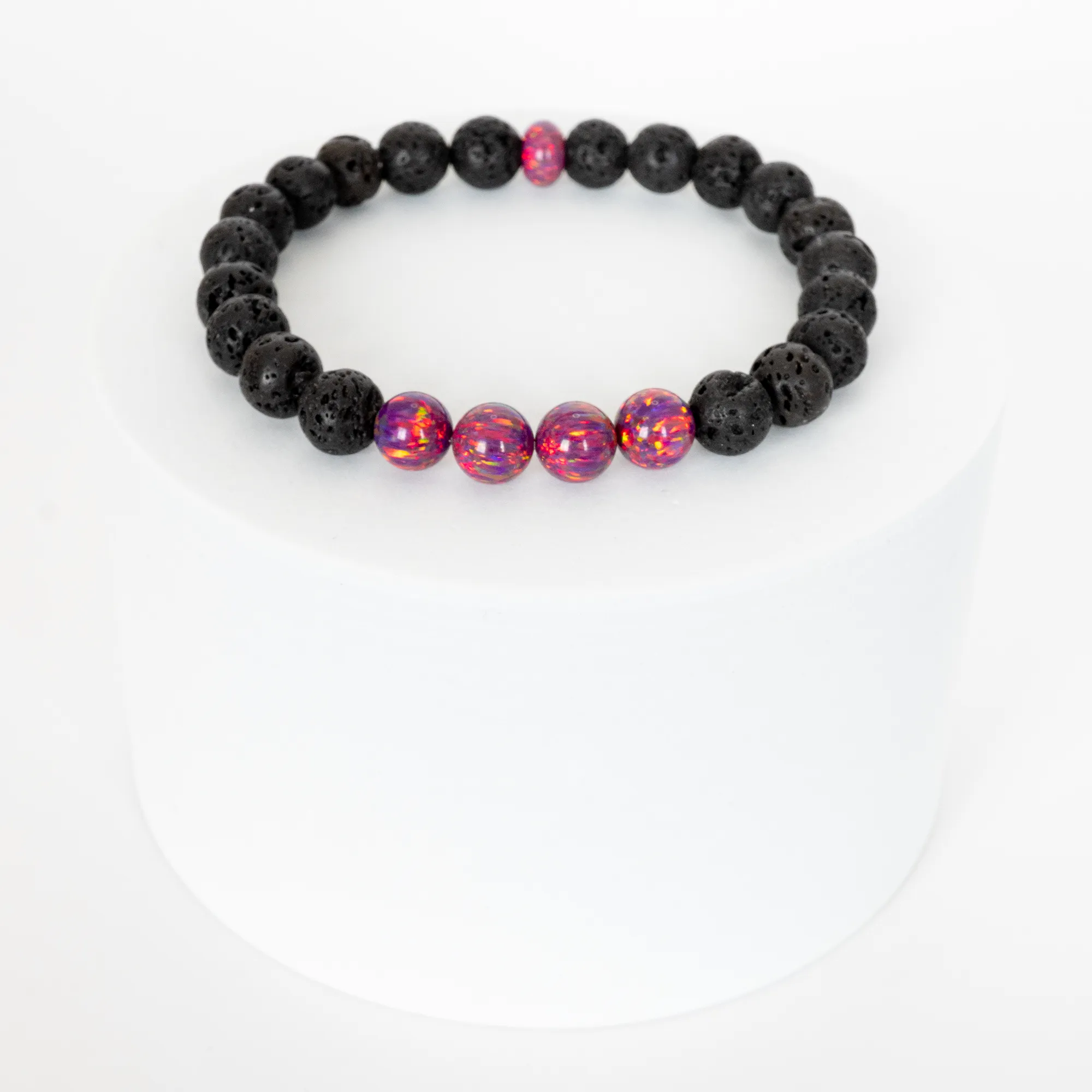 Orchid Opal & Lava Stone Beaded Bracelet