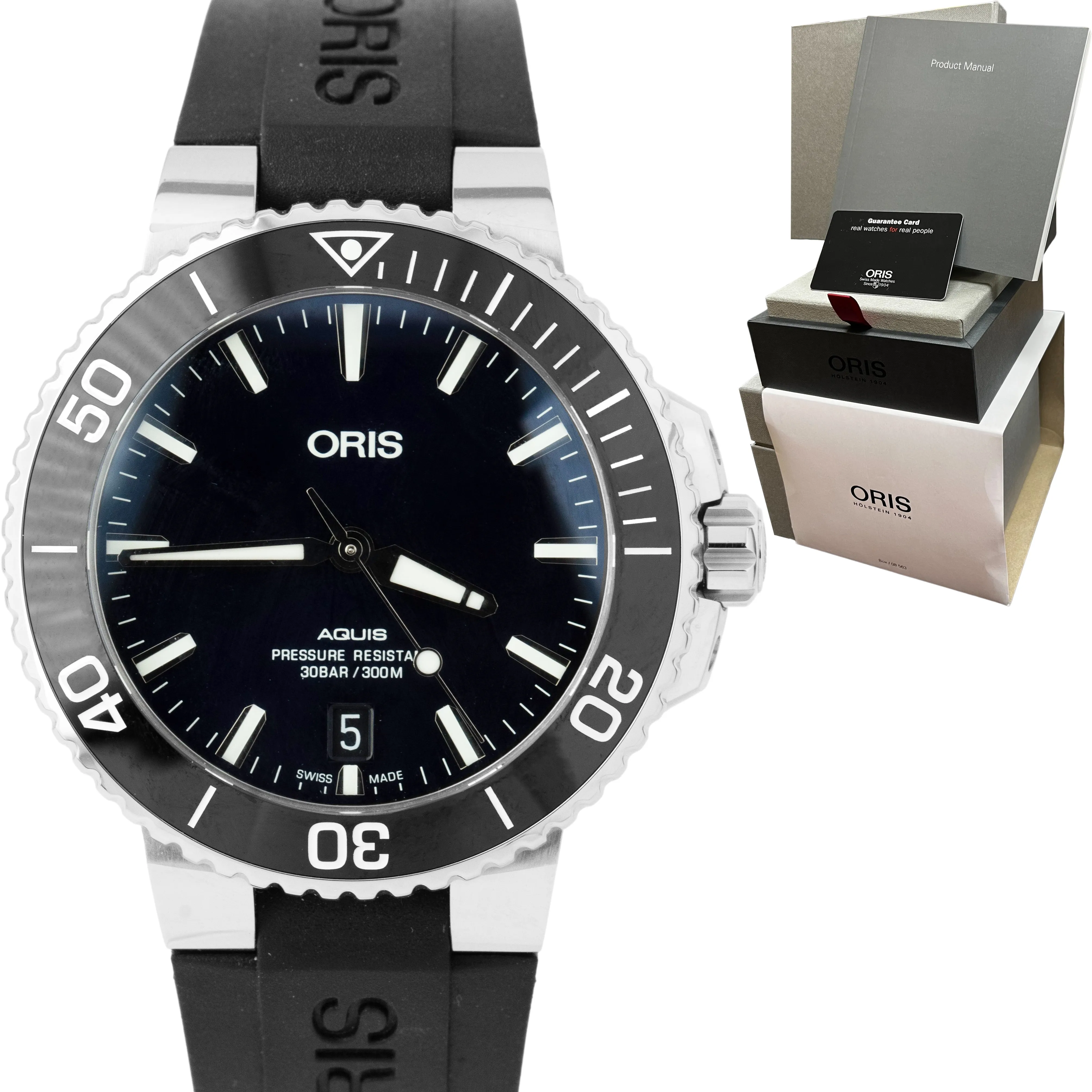 Oris Aquis Blue 39mm Steel Dive Watch 01 733 7732 4135-07 4 21 64FC BOX CARD