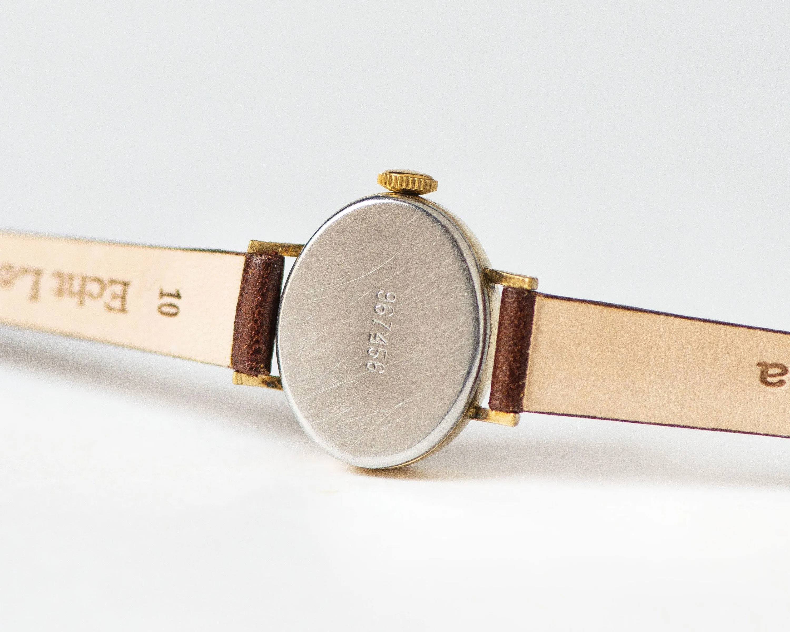 Oval women wristwatch burgundy brown dial Dawn, lady wristwatch gold plated, classic lady watch small dial jewelry, new genuine leather band