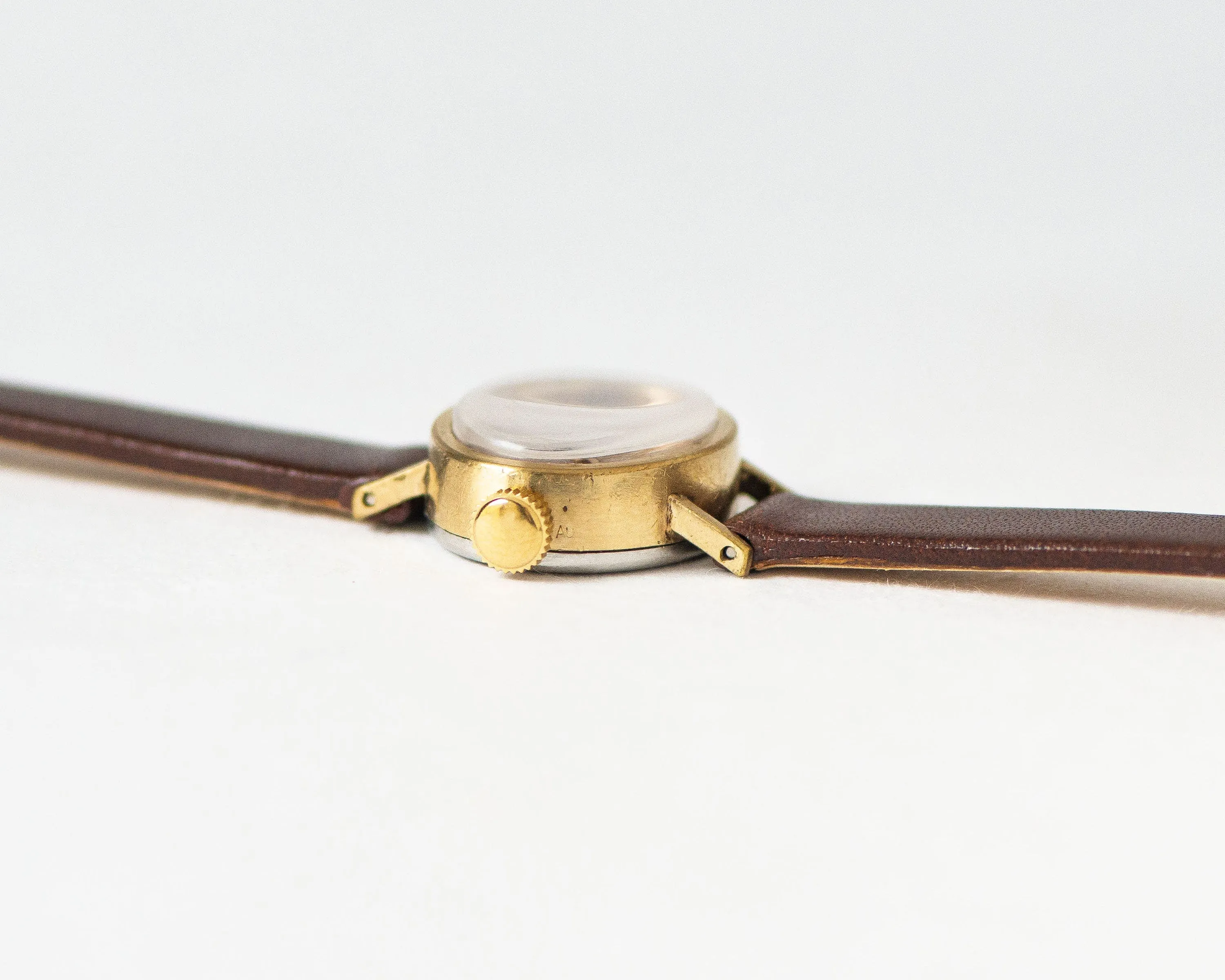 Oval women wristwatch burgundy brown dial Dawn, lady wristwatch gold plated, classic lady watch small dial jewelry, new genuine leather band