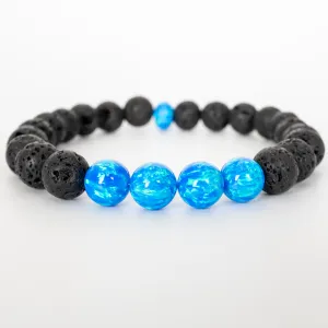 Pacific Sapphire Opal & Lava Stone Beaded Bracelet