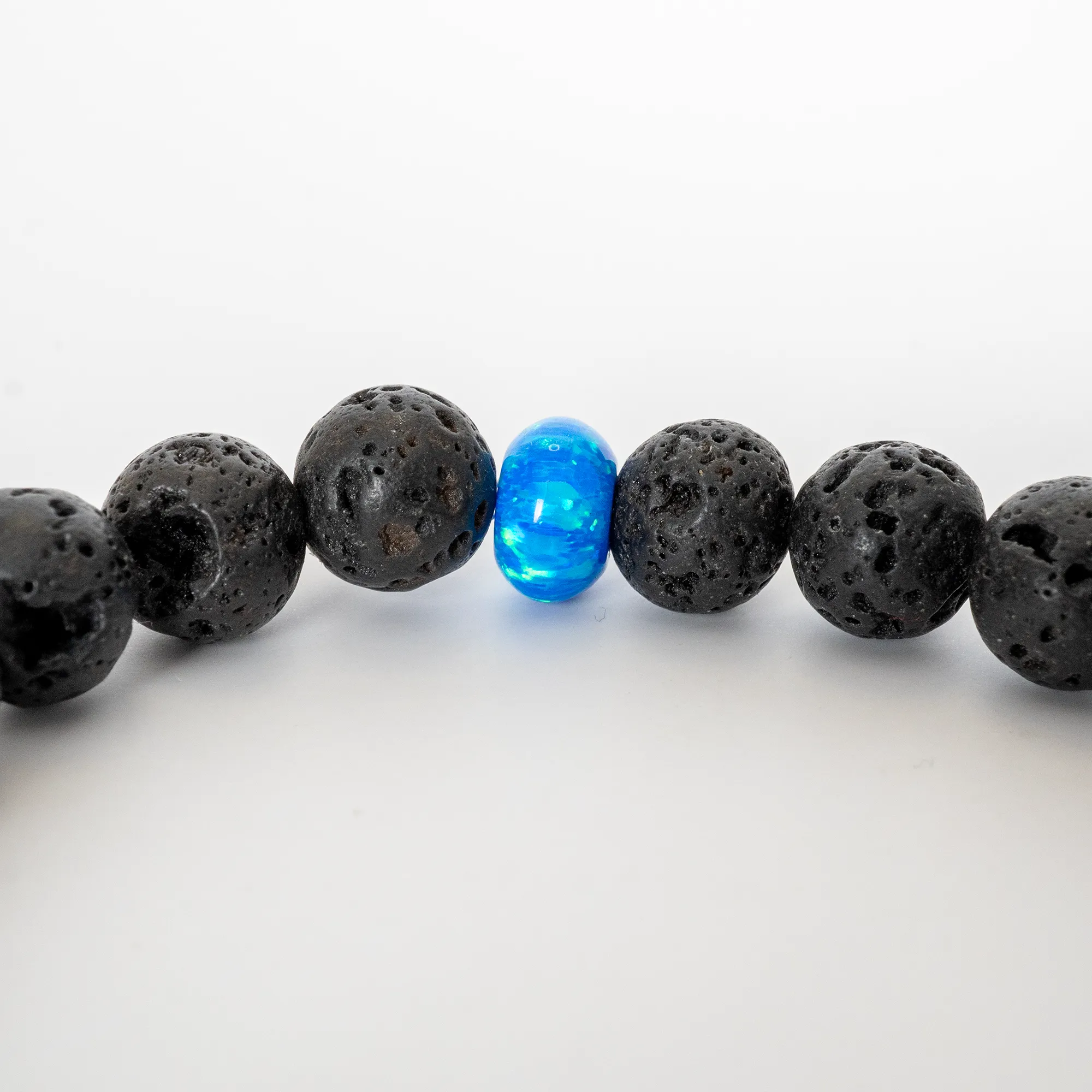 Pacific Sapphire Opal & Lava Stone Beaded Bracelet