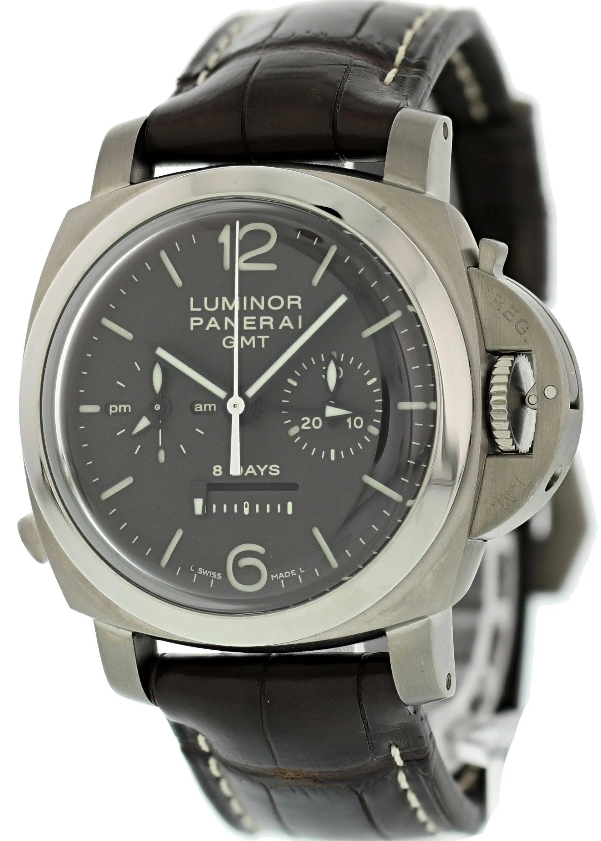 Panerai Luminor 1950 Chrono Monopulsante PAM311 8 Days GMT Titanio Mens Watch