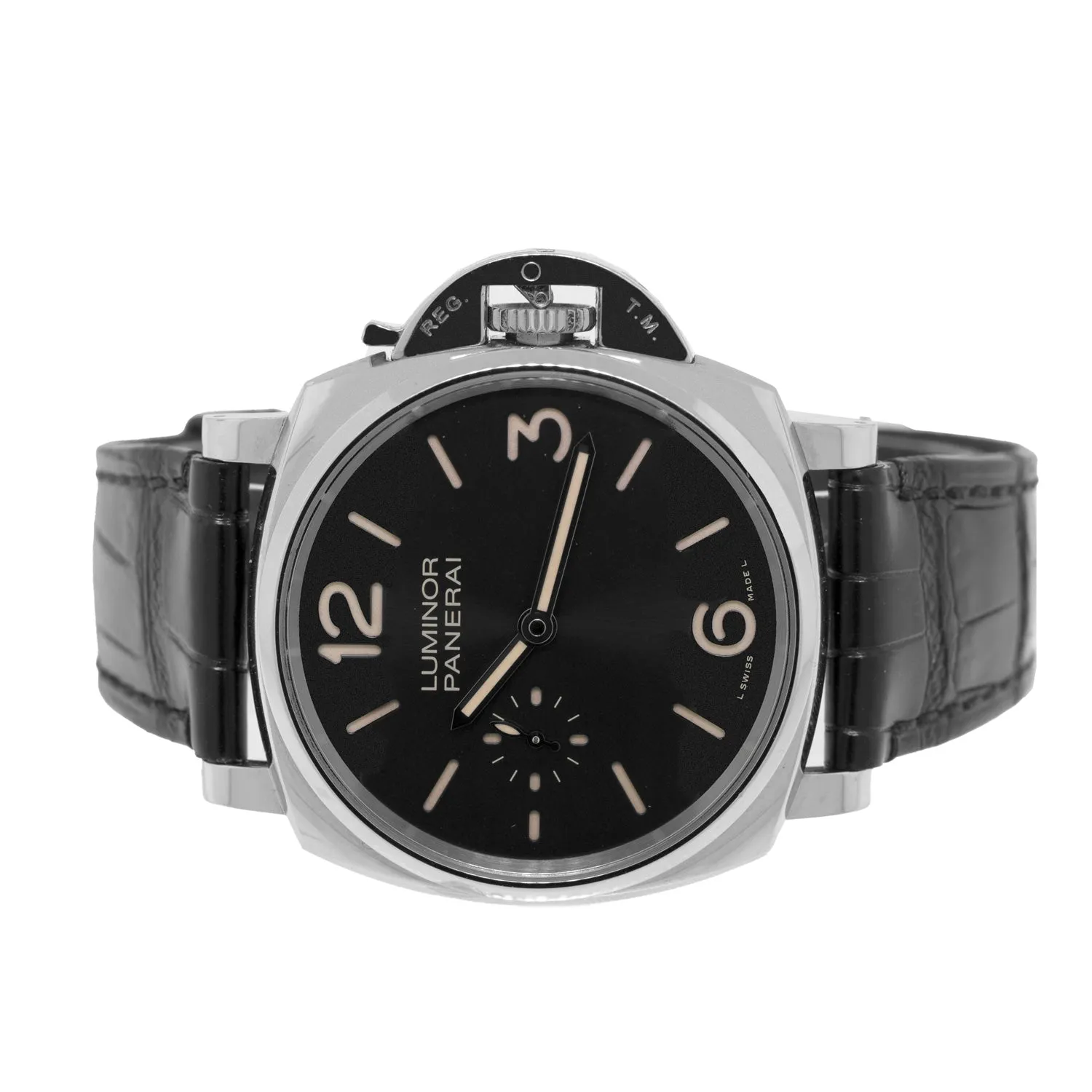 Panerai Luminor Due 3 Days Acciaio Stainless Steel Black Arabic Dial PAM00676