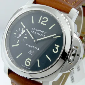 Panerai Luminor Marina Logo Acciaio 44mm Stainless Steel Black Dial PAM01005