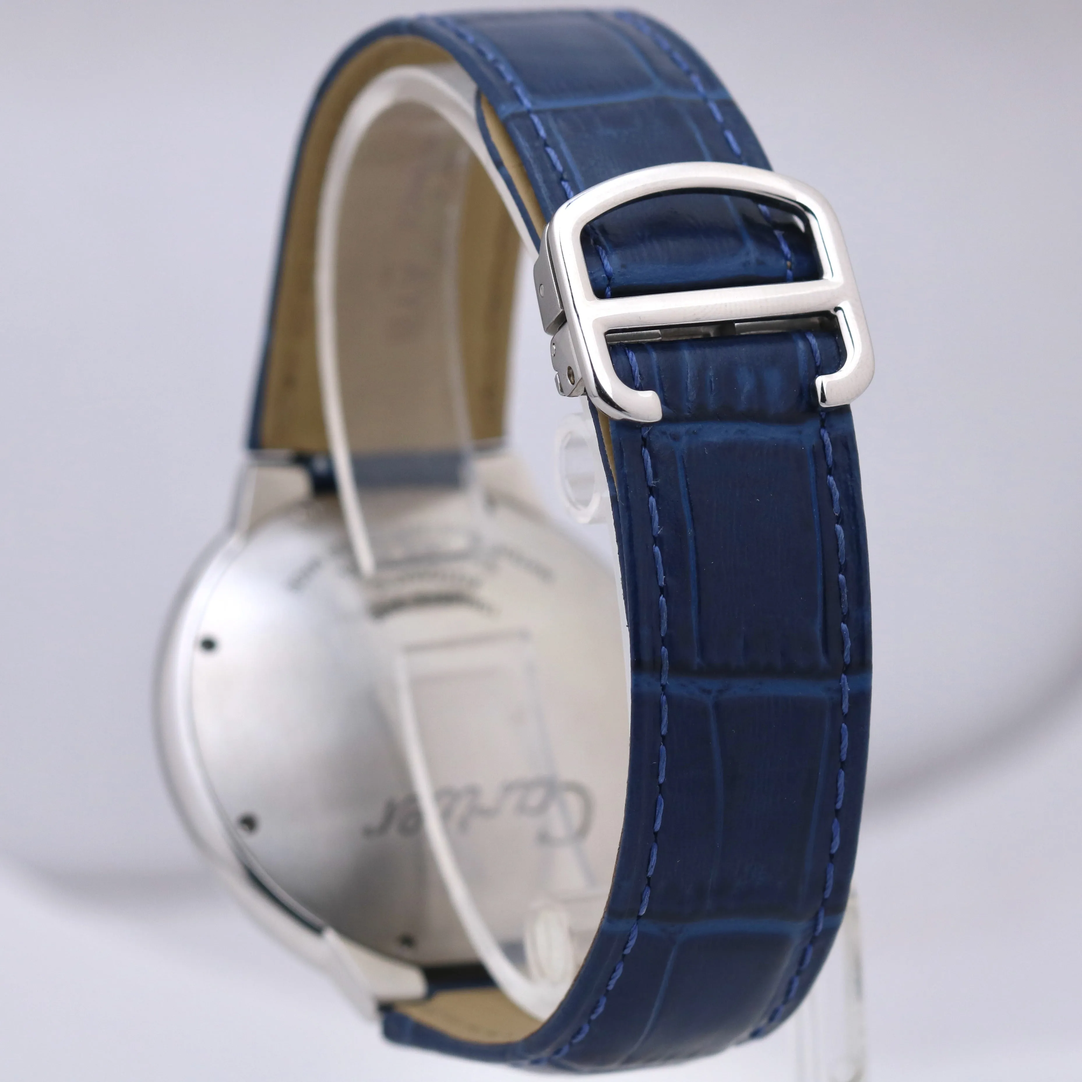 PAPERS Cartier Ballon Bleu Steel BLUE GUILLOCHE Leather 42mm 3765 WSBB0027 B P