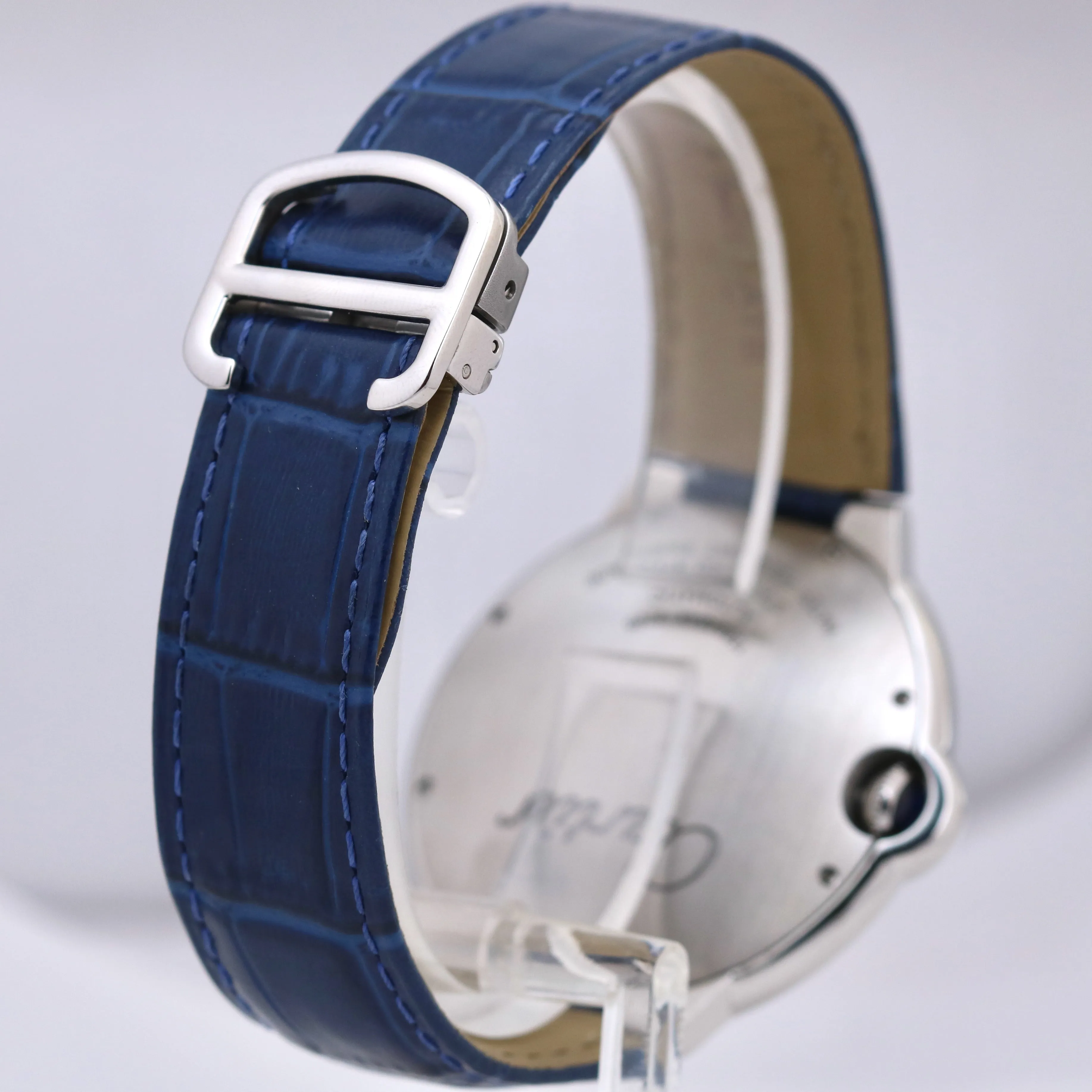 PAPERS Cartier Ballon Bleu Steel BLUE GUILLOCHE Leather 42mm 3765 WSBB0027 B P