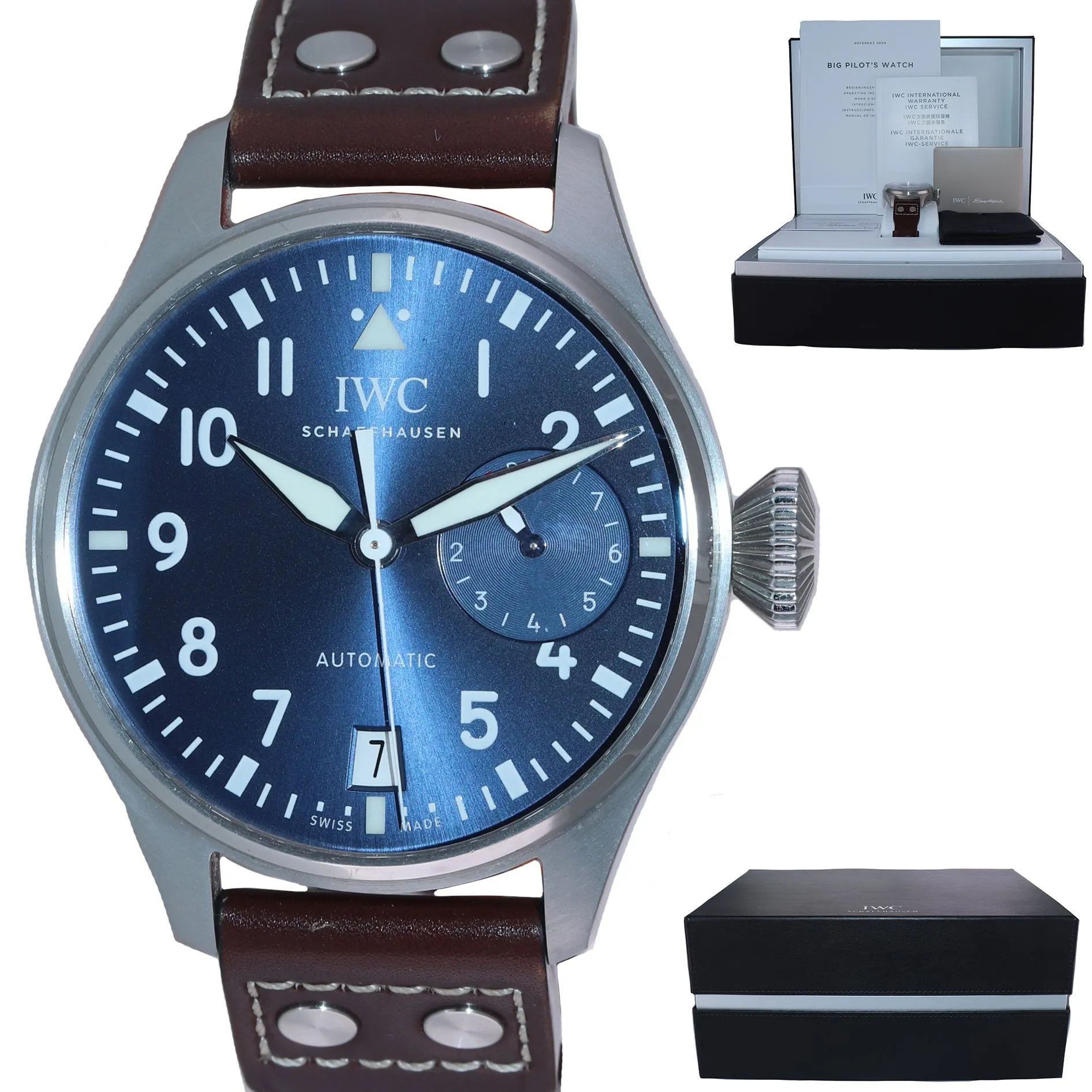 PAPERS IWC Big Pilot Le Petit Prince Blue 46mm 7Day Watch Steel IW500916 5009-16