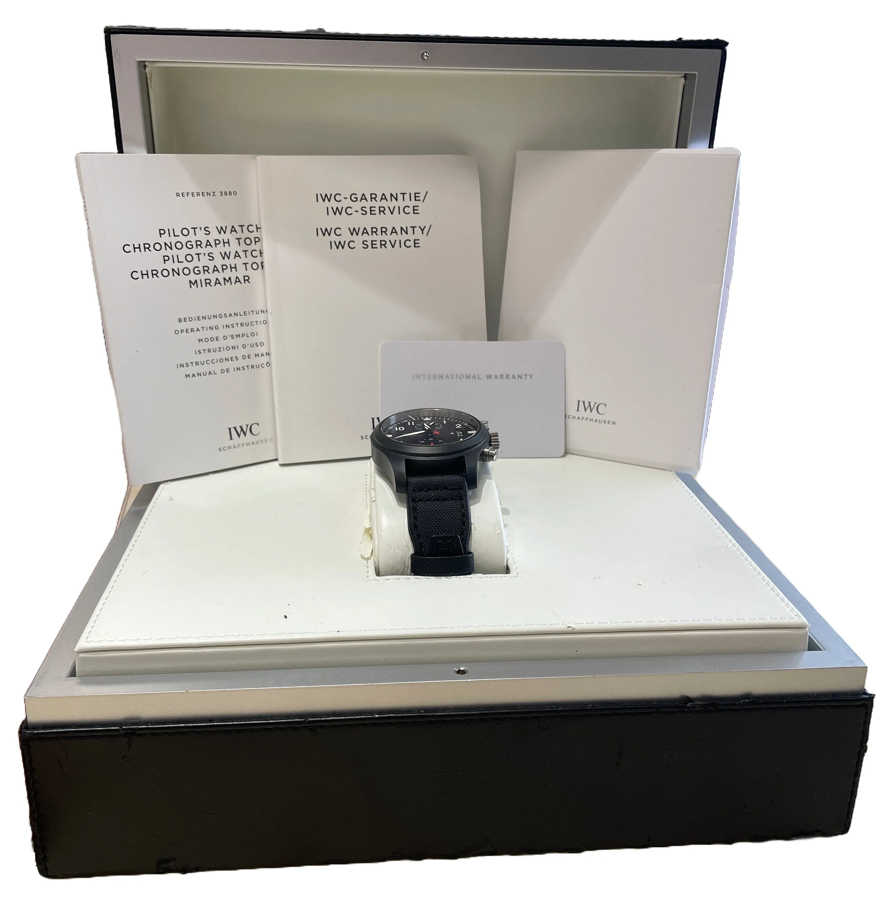 PAPERS IWC Pilots Watch Chronograph TOP GUN Black Ceramic 46mm IW388001 BOX