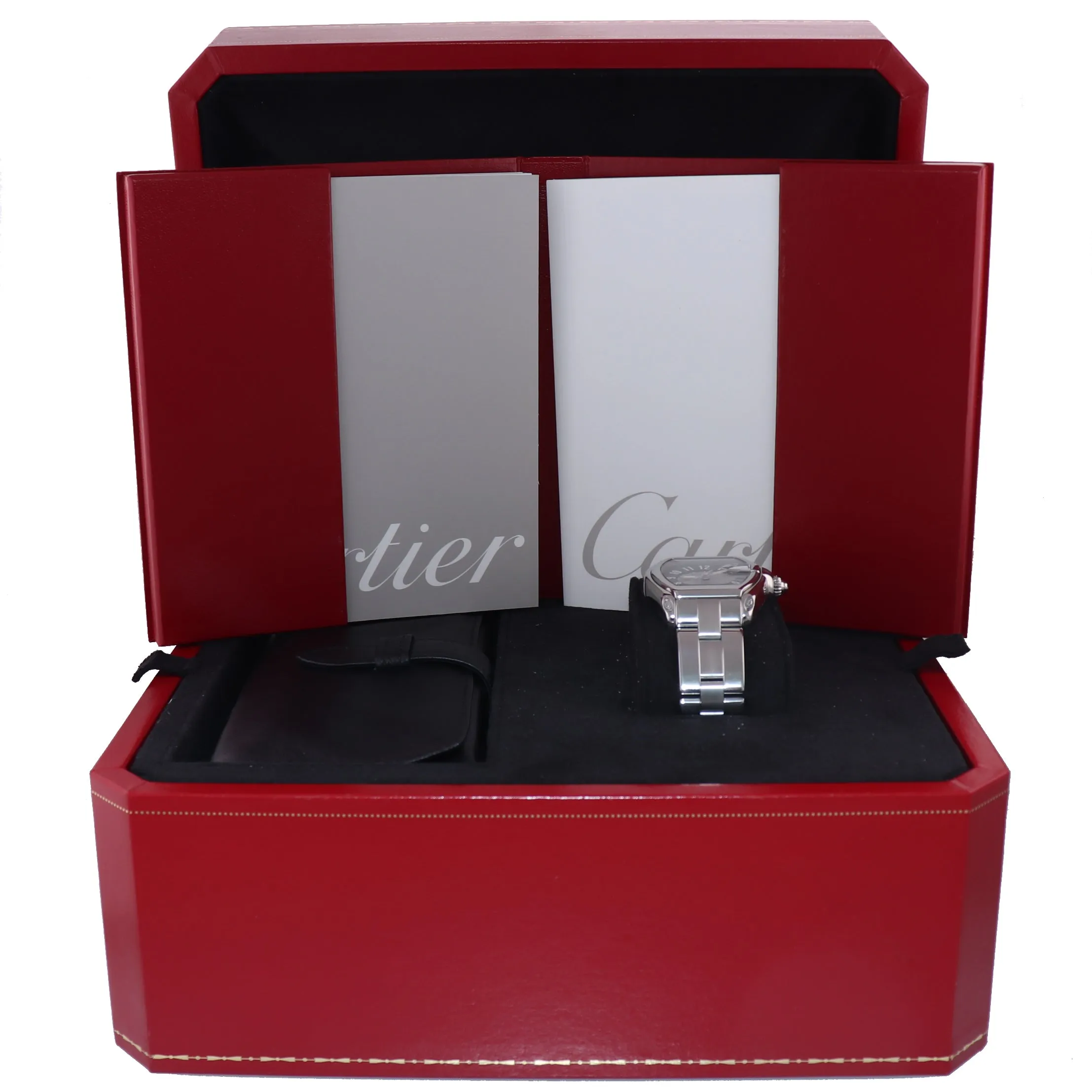 PAPERS MINT Cartier Roadster Automatic Grey Silver W62025V3 Steel Watch 2510