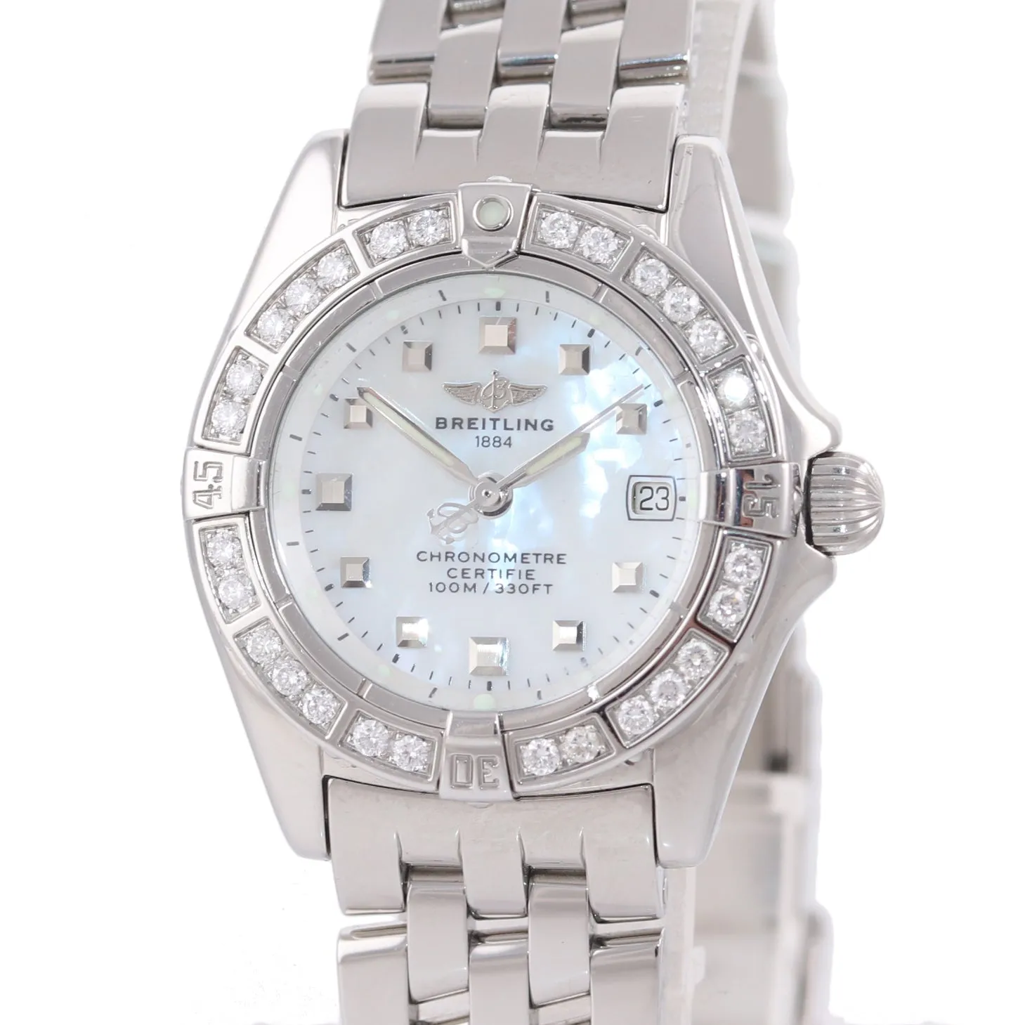 PAPERS MINT Ladies Breitling Callistino Diamond MOP A72345 Quartz 28mm Watch