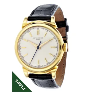 Patek Philippe 1491J Center Sweep Second Hand, Scroll Lugs Calatrava Watch Circa 1950