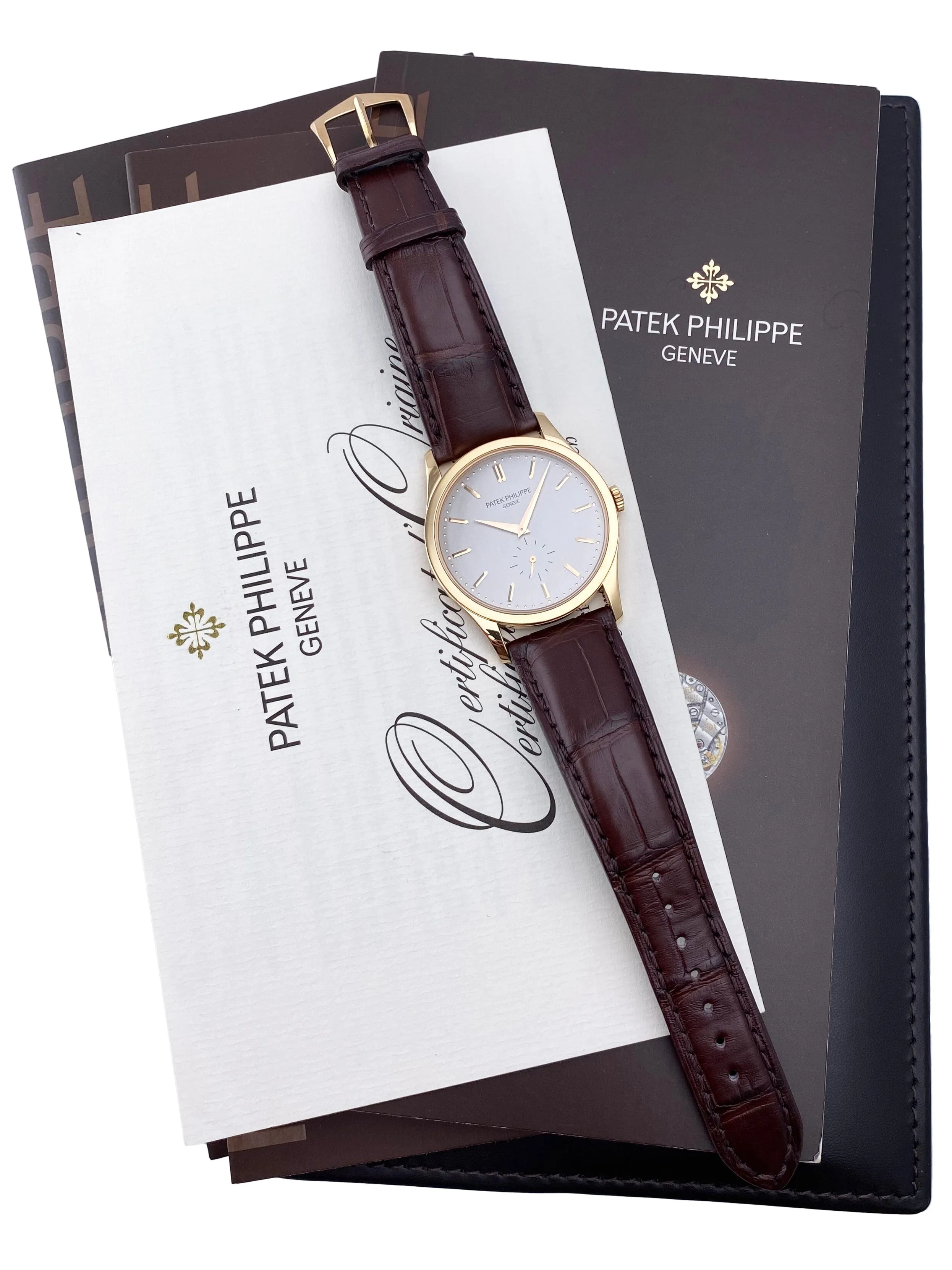 Patek Philippe Calatrava 5196R 18K Rose Gold Mens Watch Box Papers