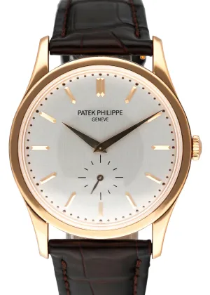 Patek Philippe Calatrava 5196R 18K Rose Gold Mens Watch Papers