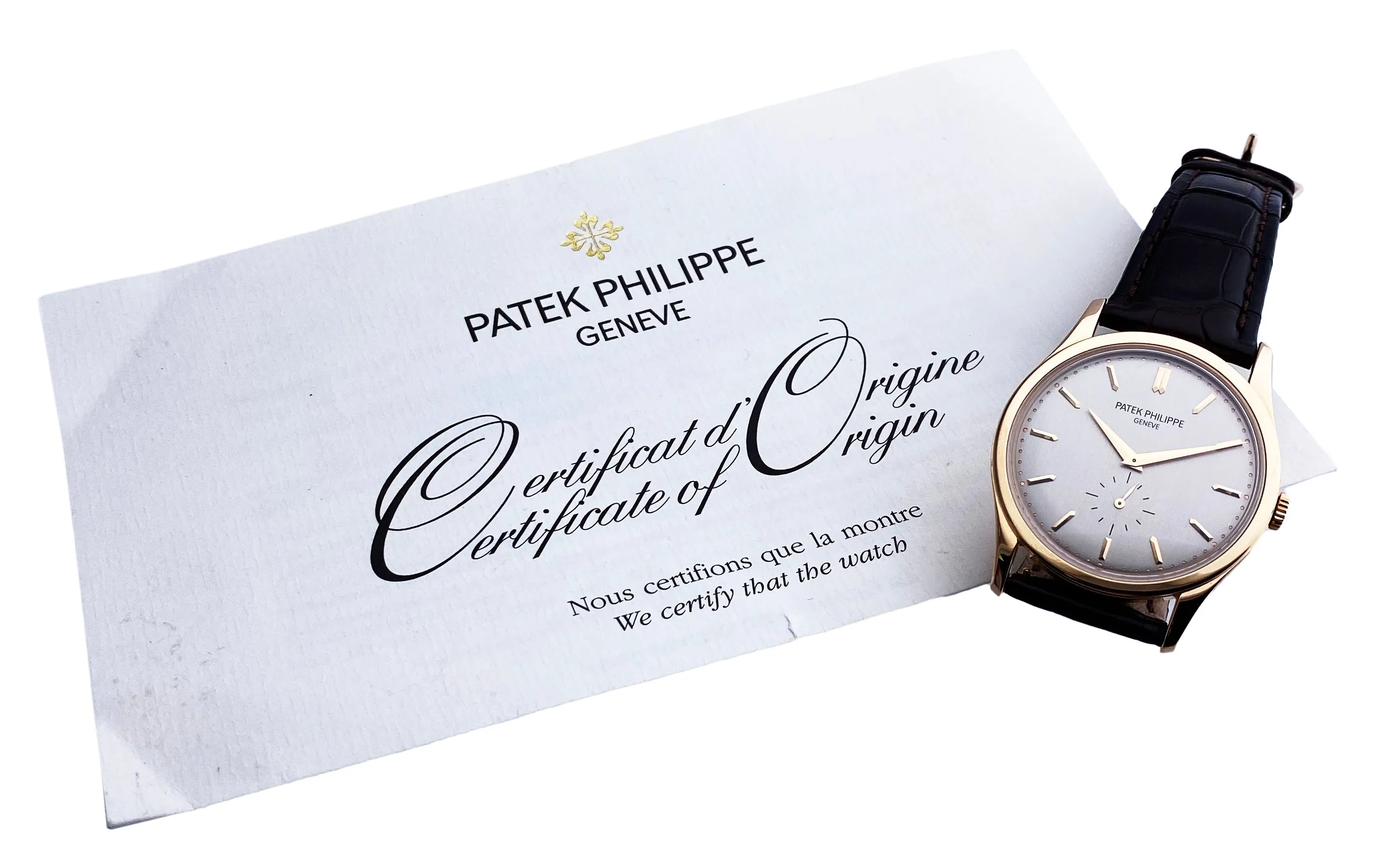 Patek Philippe Calatrava 5196R 18K Rose Gold Mens Watch Papers