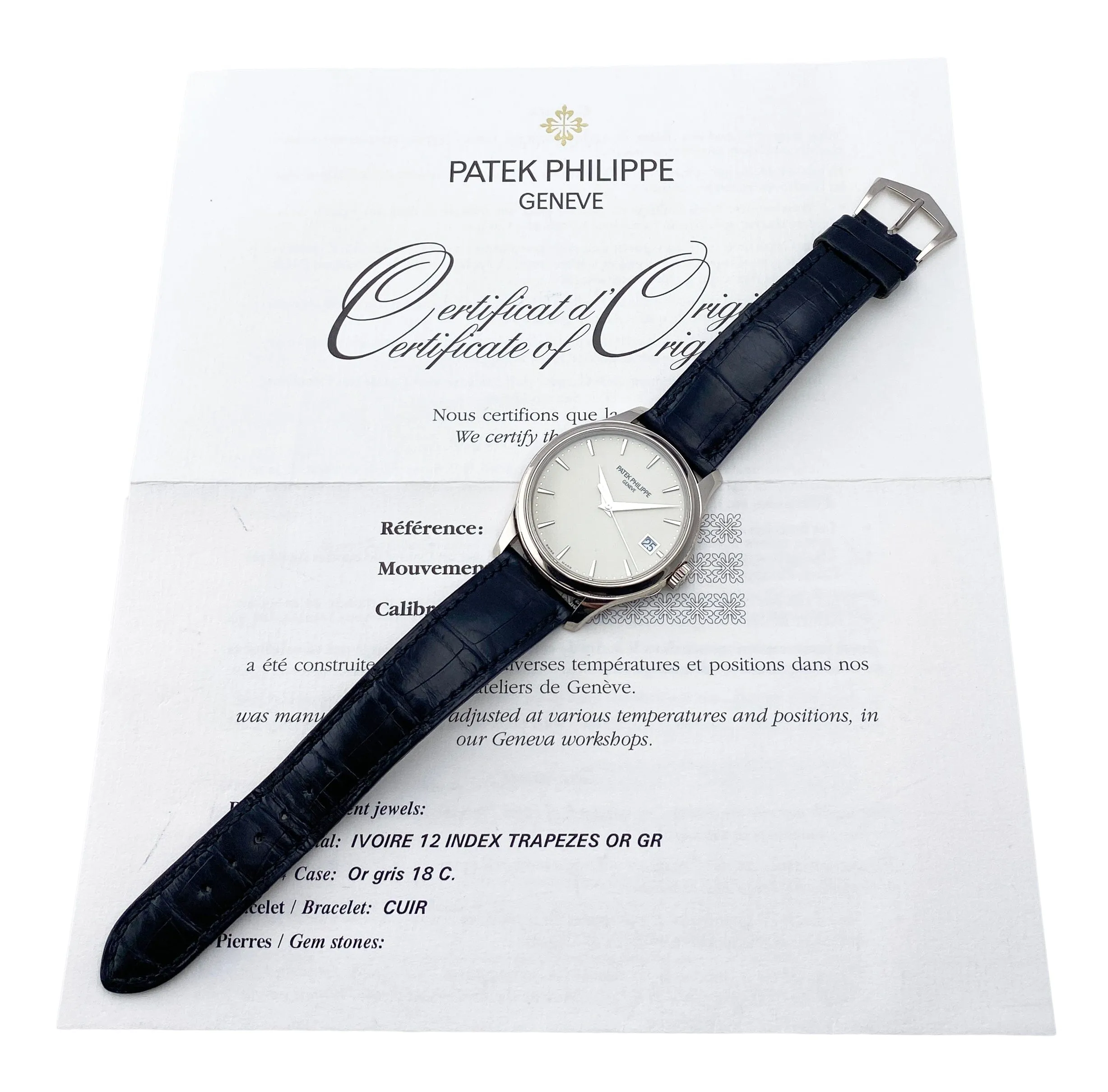 Patek Philippe Calatrava 5227G Ivory Dial 18K White Gold Mens Watch Box Papers