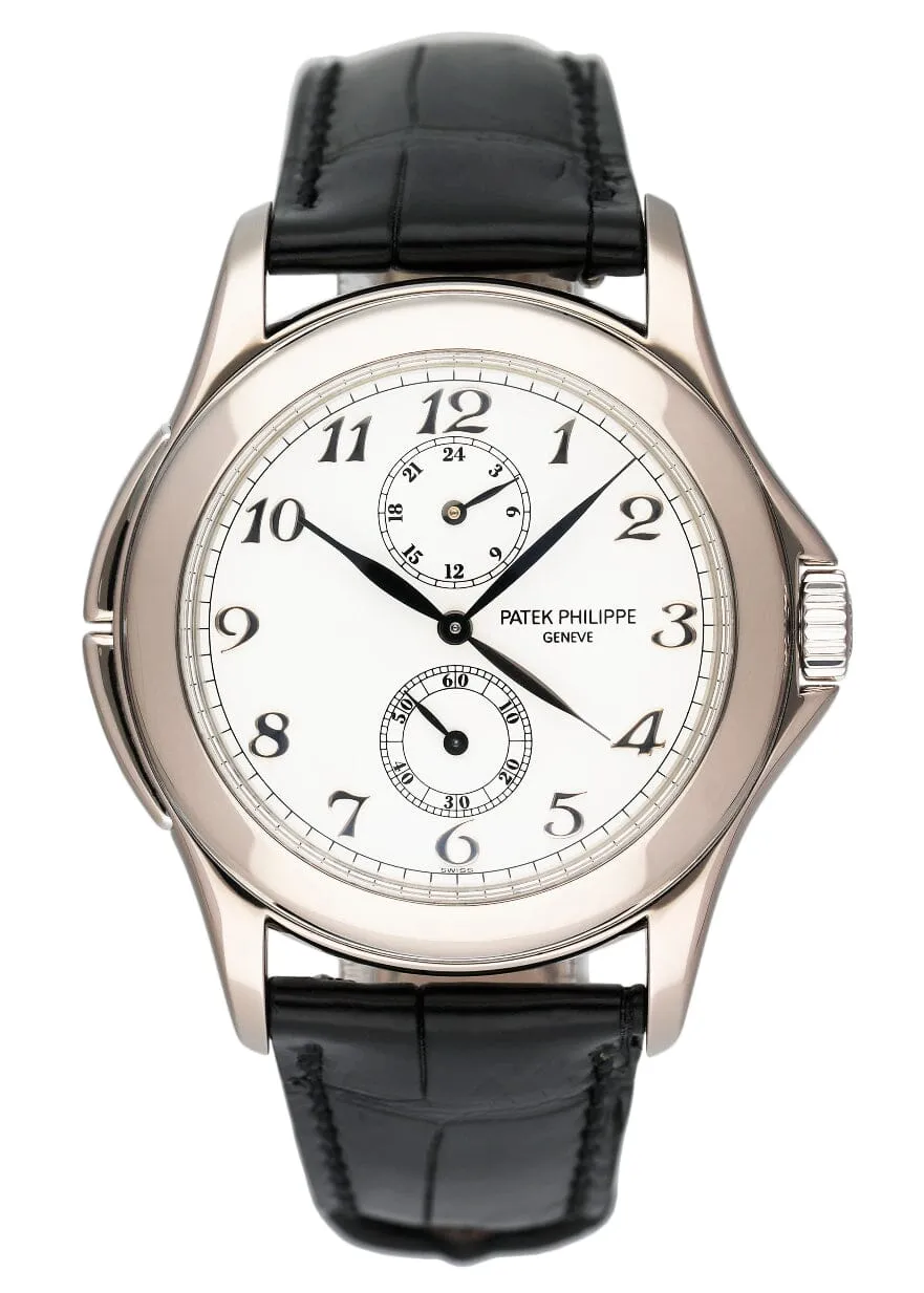 Patek Philippe Calatrava Travel Time 5134G 18K White Gold Mens Watch