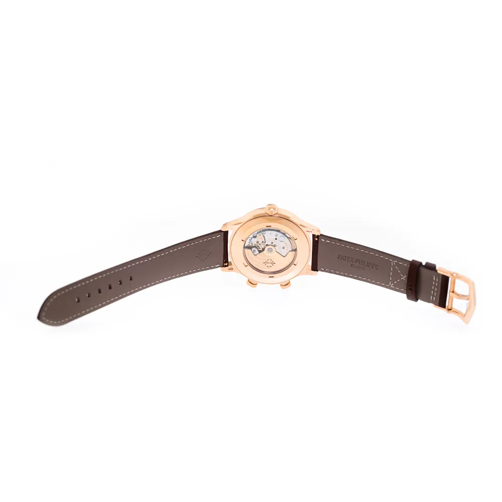 Patek Philippe Complications Calatrava Pilot Travel Time 42mm Rose Gold Brown Sunburst Dial 5524R