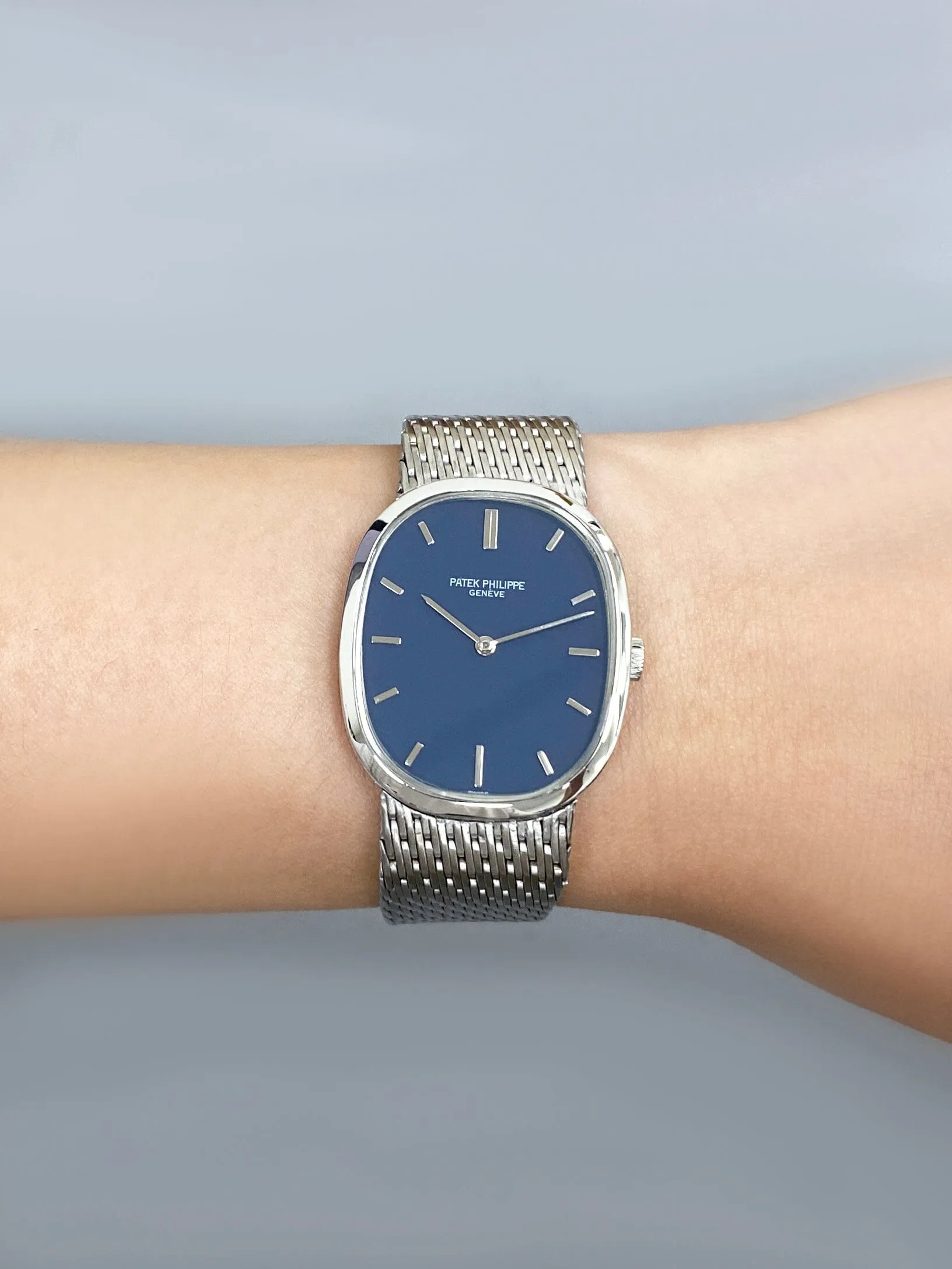 Patek Philippe Ellipse 3548G Blue Dial 18K White Gold Mens Watch