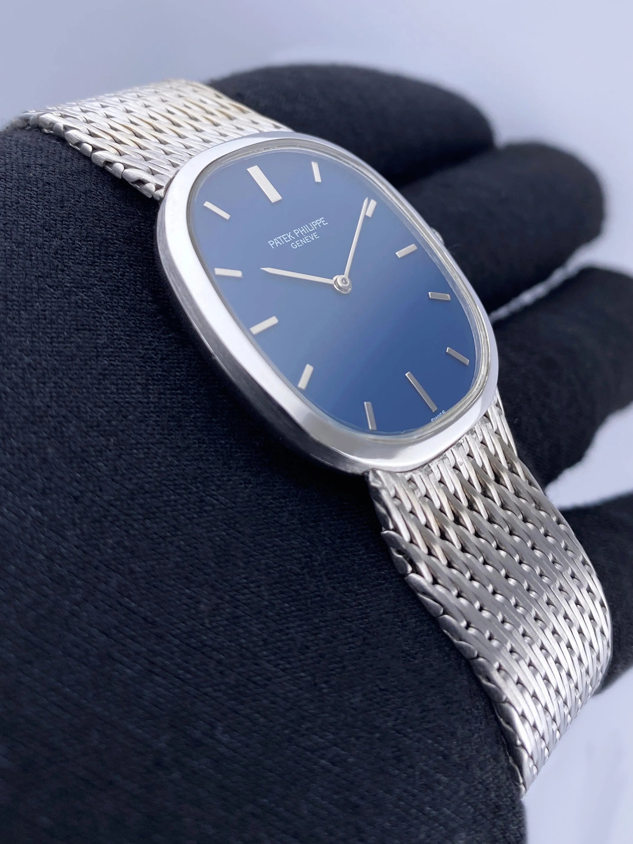 Patek Philippe Ellipse 3548G Blue Dial 18K White Gold Mens Watch