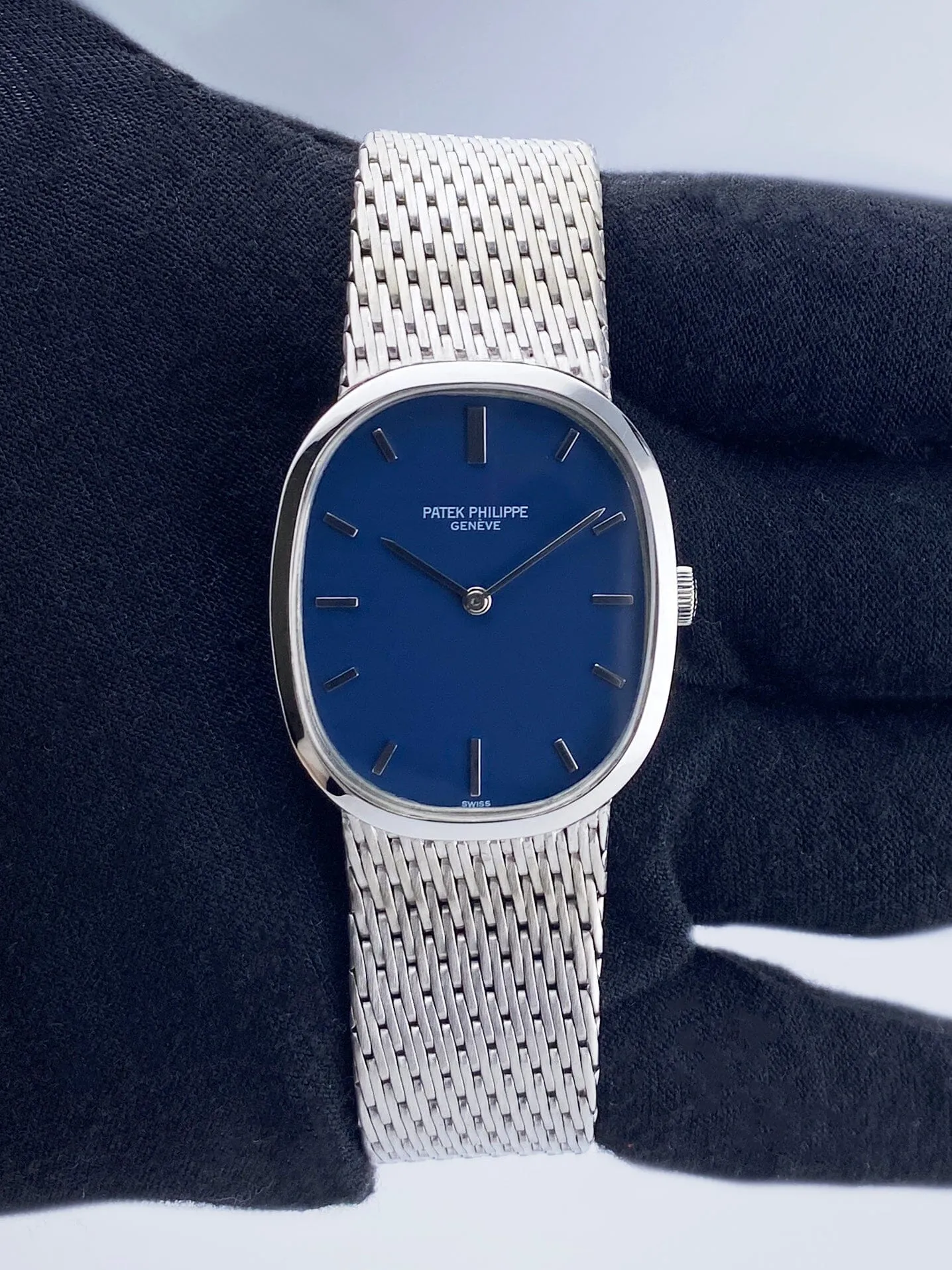 Patek Philippe Ellipse 3548G Blue Dial 18K White Gold Mens Watch