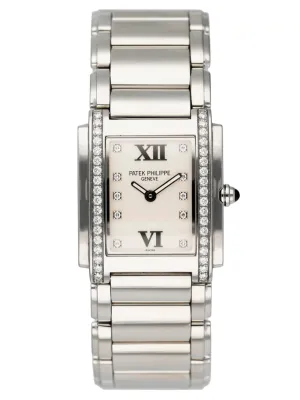 Patek Philippe Twenty-4 4910 Diamond White Dial Ladies Watch Box Papers