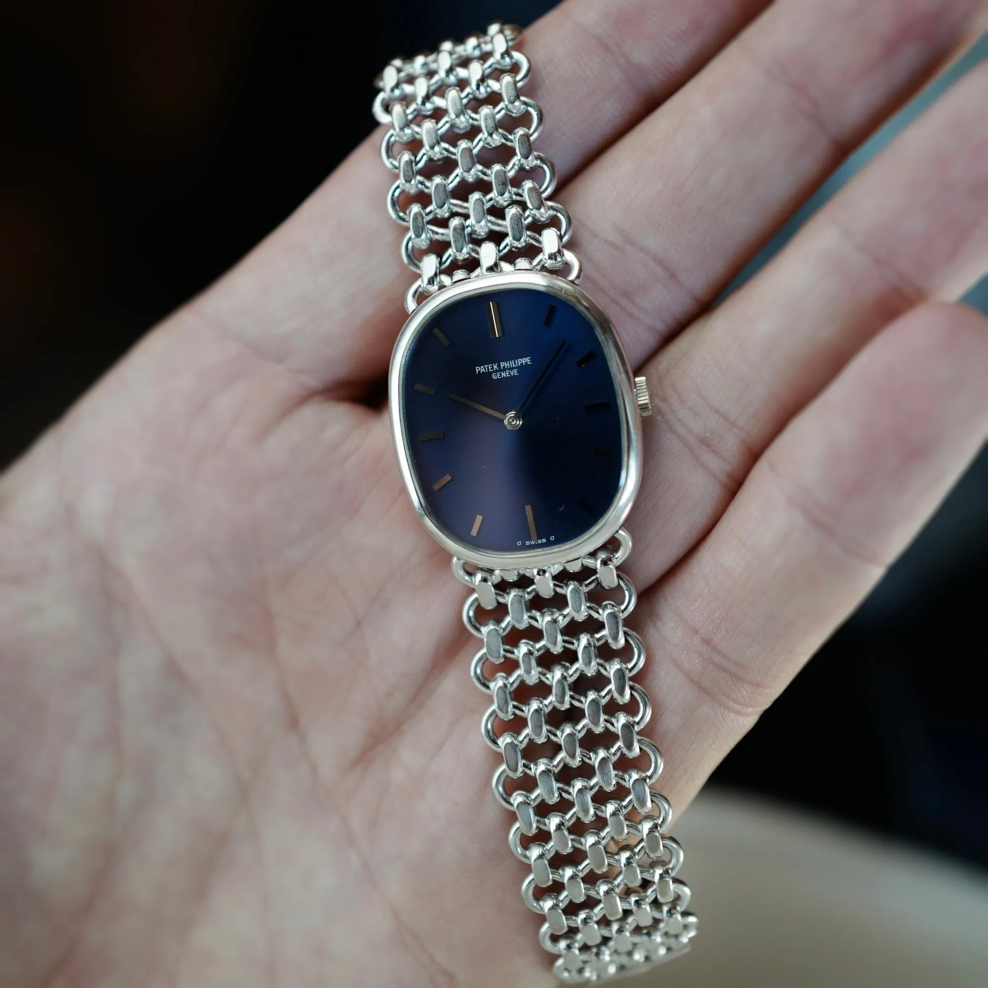 Patek Philippe White Gold Ellipse Ref. 3848 with JPE Chain Link Bracelet