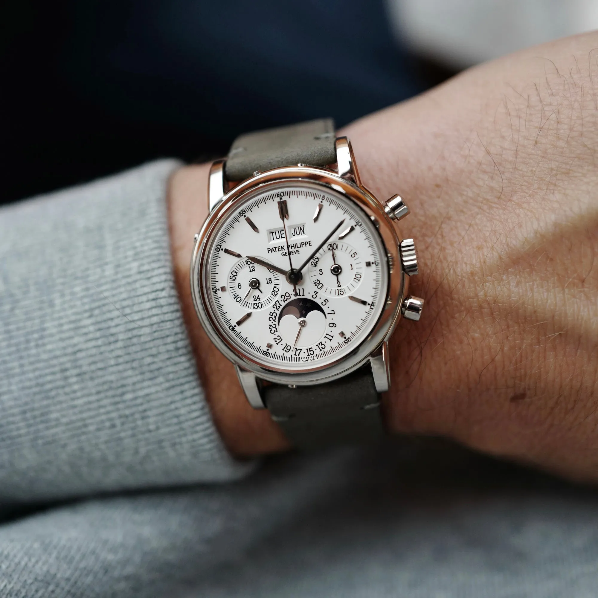 Patek Philippe White Gold Perpetual Calendar Chronograph Ref. 3970