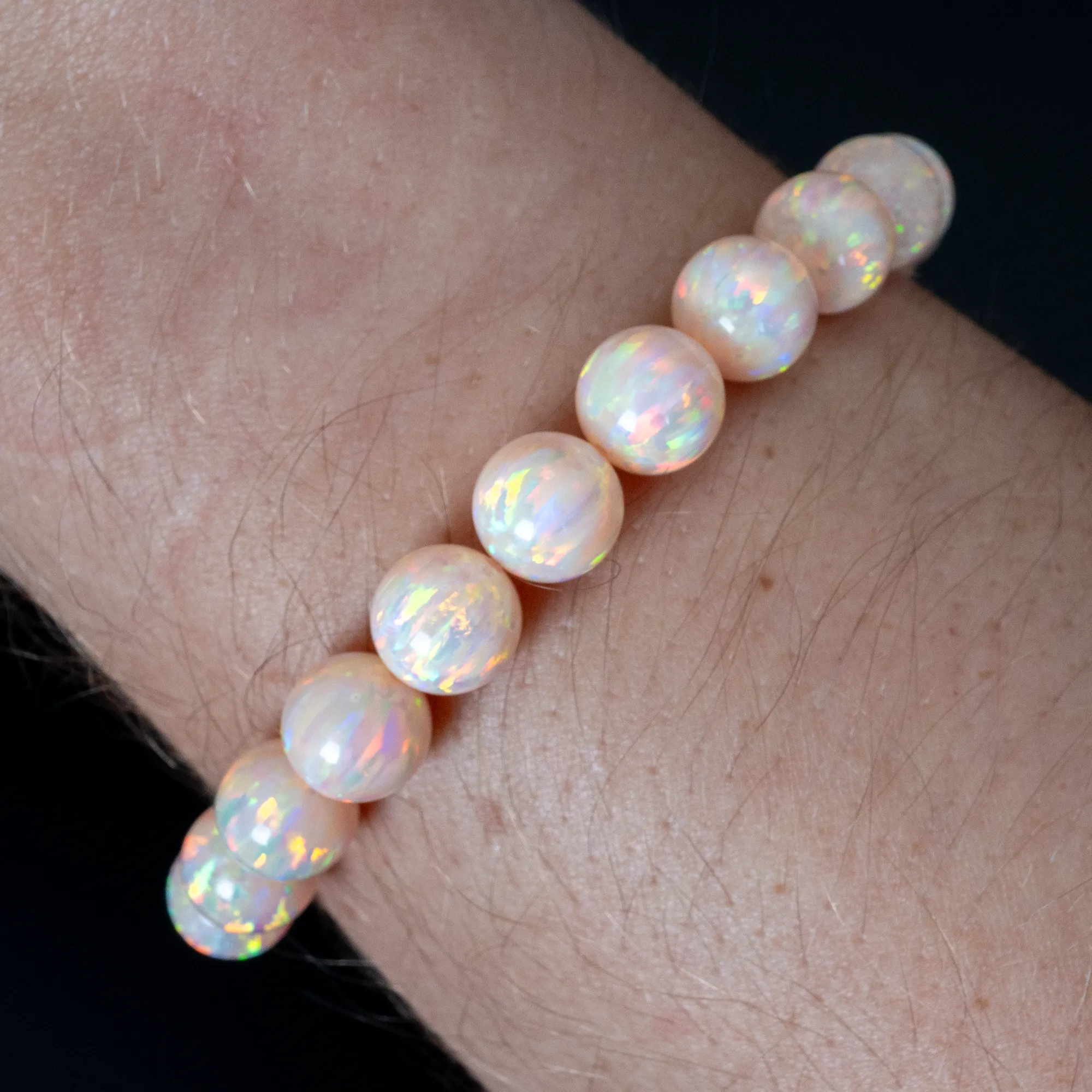 Peach Fuzz Opal Beaded Bracelet