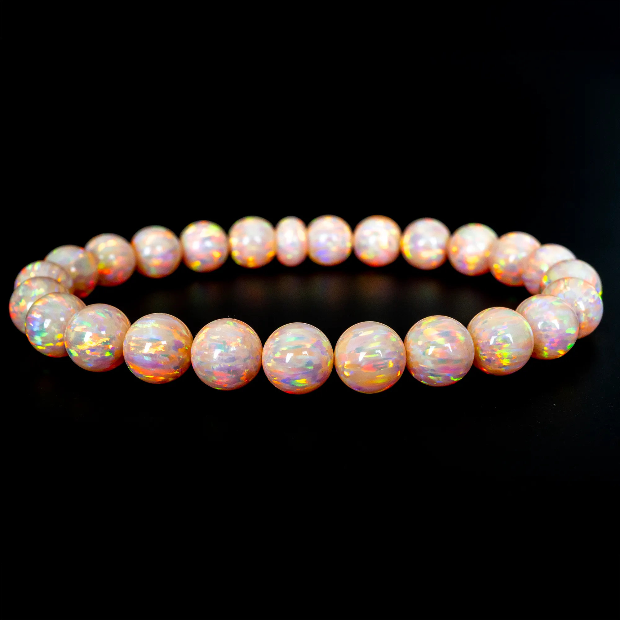 Peach Fuzz Opal Beaded Bracelet