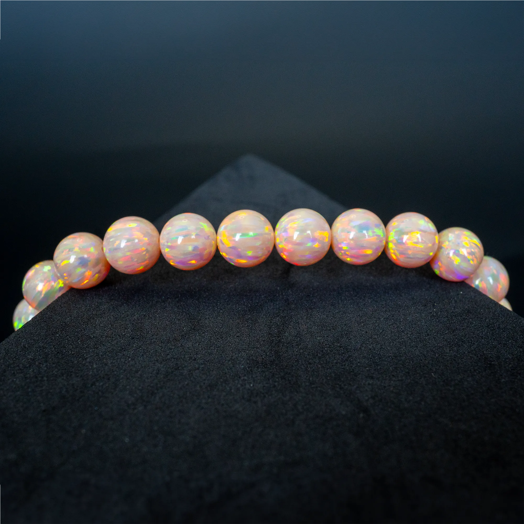Peach Fuzz Opal Beaded Bracelet