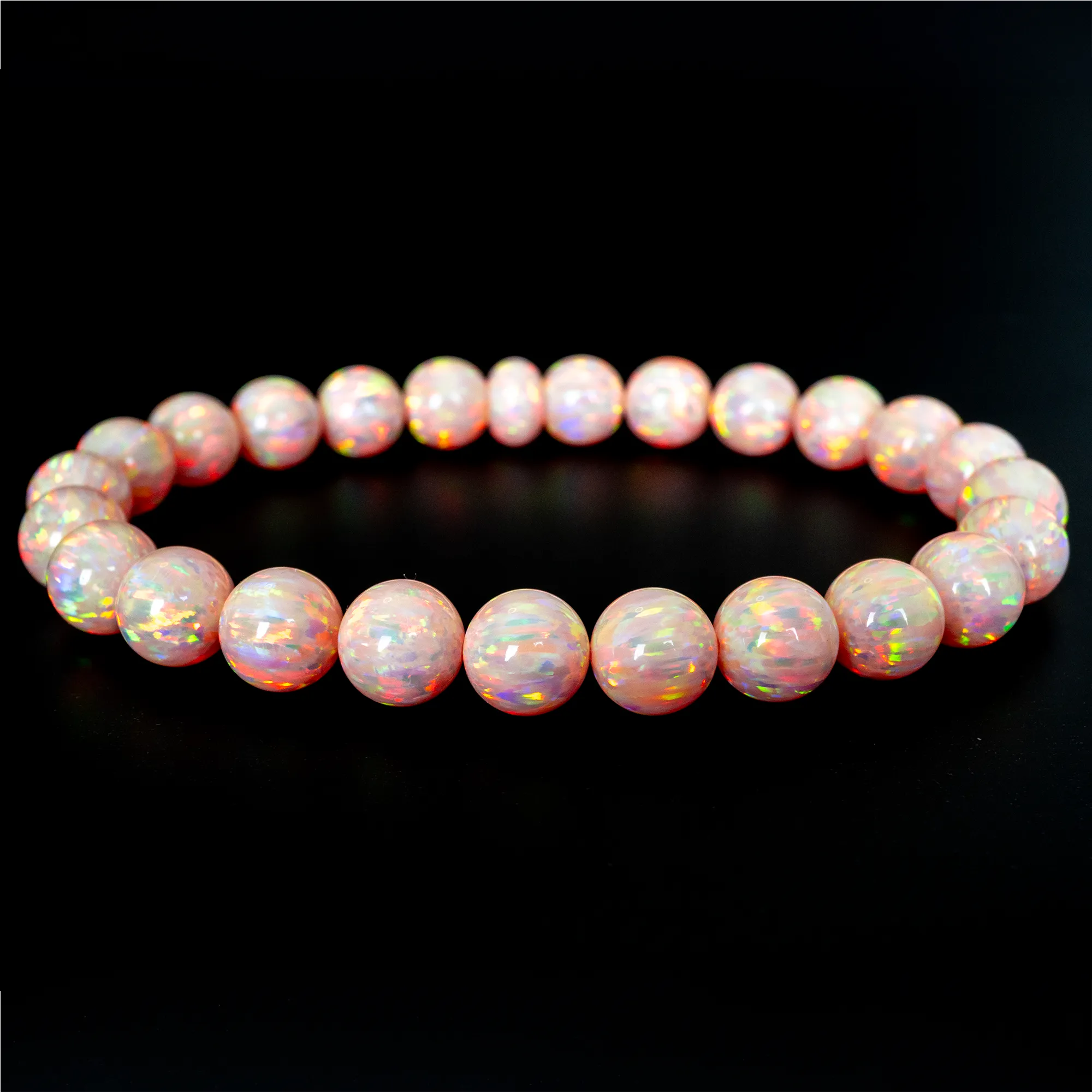 Peach Fuzz Opal Beaded Bracelet