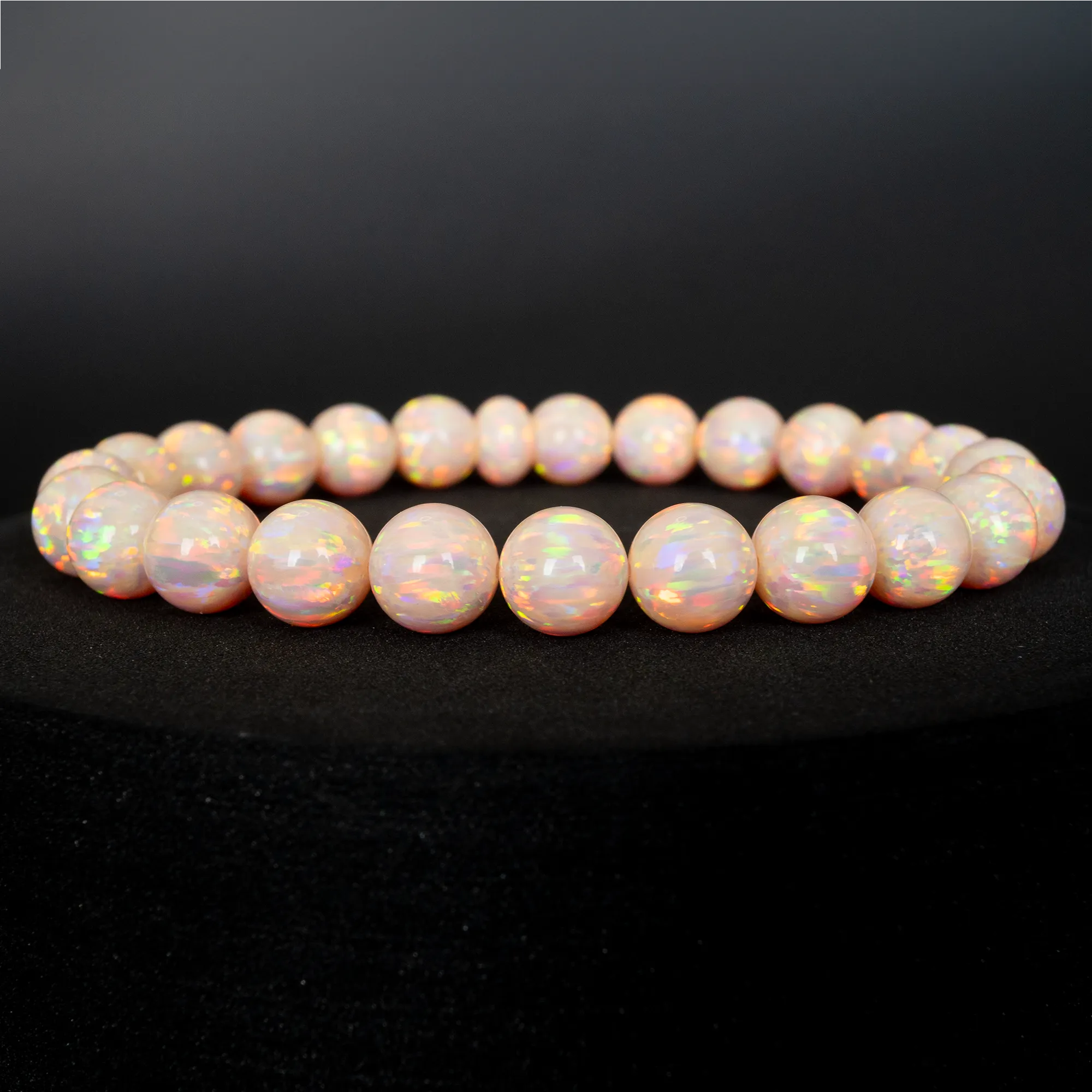 Peach Fuzz Opal Beaded Bracelet
