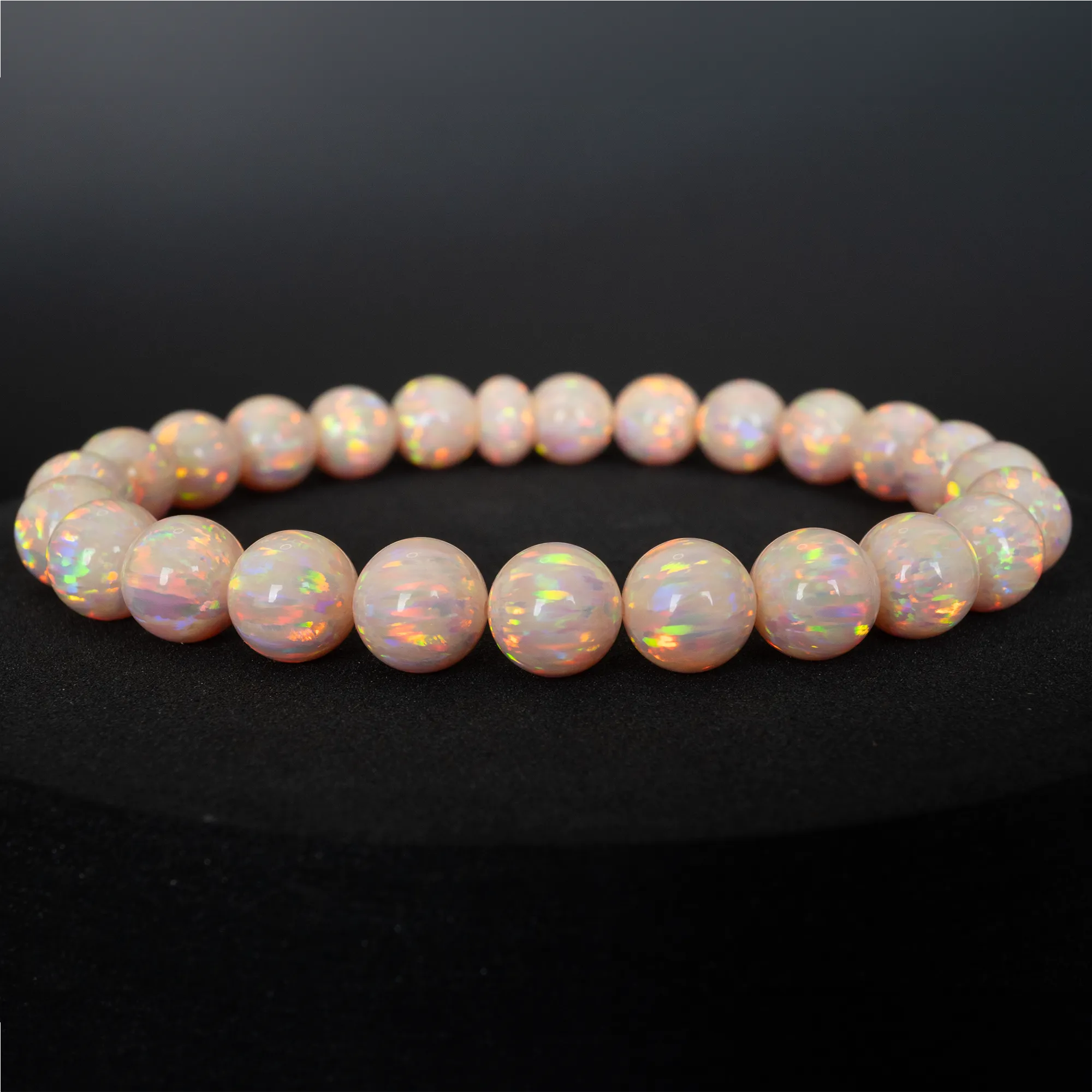Peach Fuzz Opal Beaded Bracelet