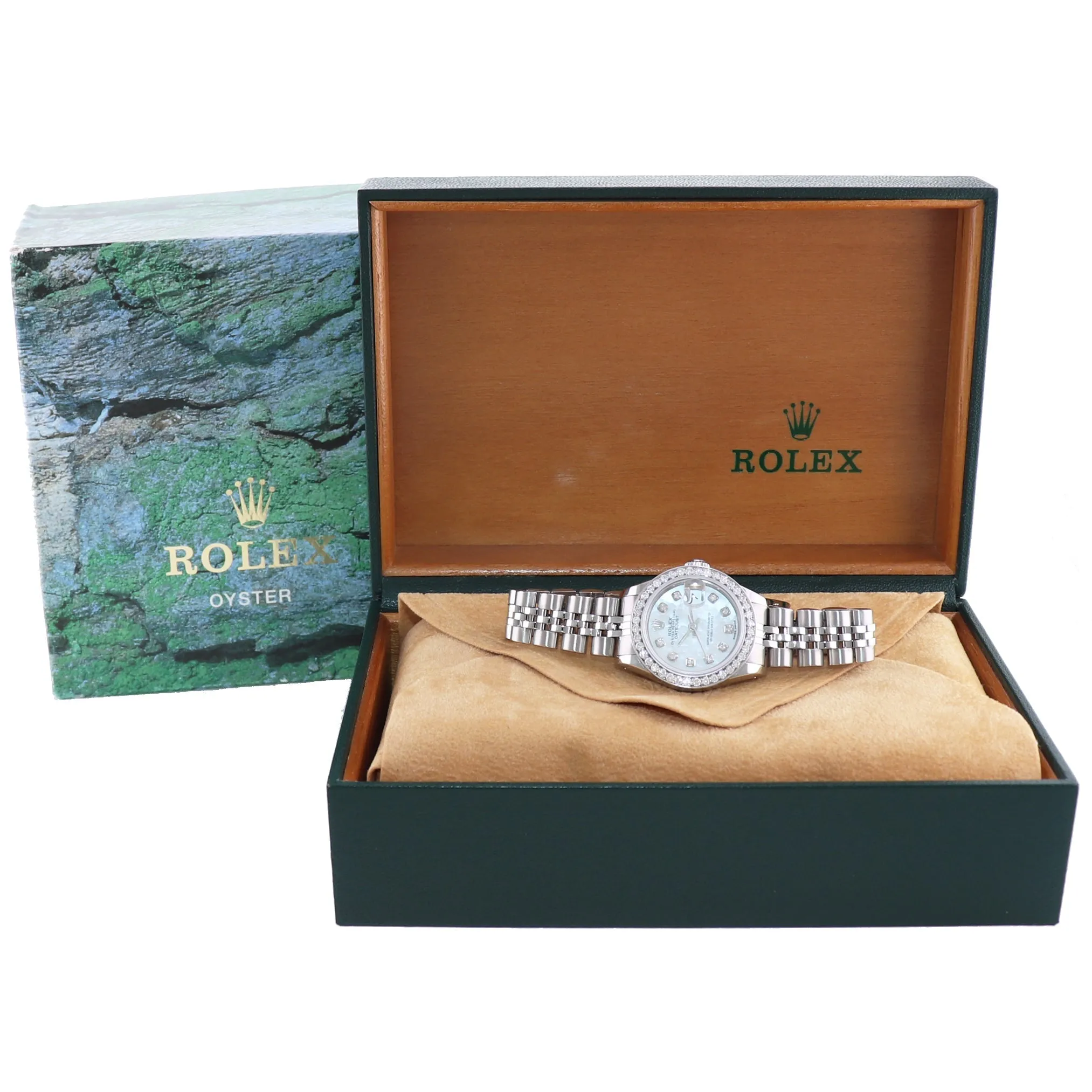 PEARL DIAMOND Ladies Rolex DateJust 26mm MOP Bezel 69174 Steel Jubilee Watch