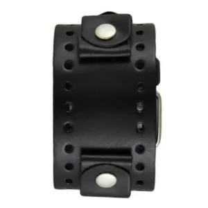 Perforated Black Leather Cuff